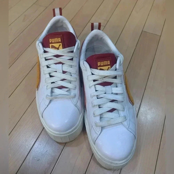 Puma Mayze Heritage Logo Platform  Womens White Sneakers Casual Shoes 9 US - Picture 2 of 10